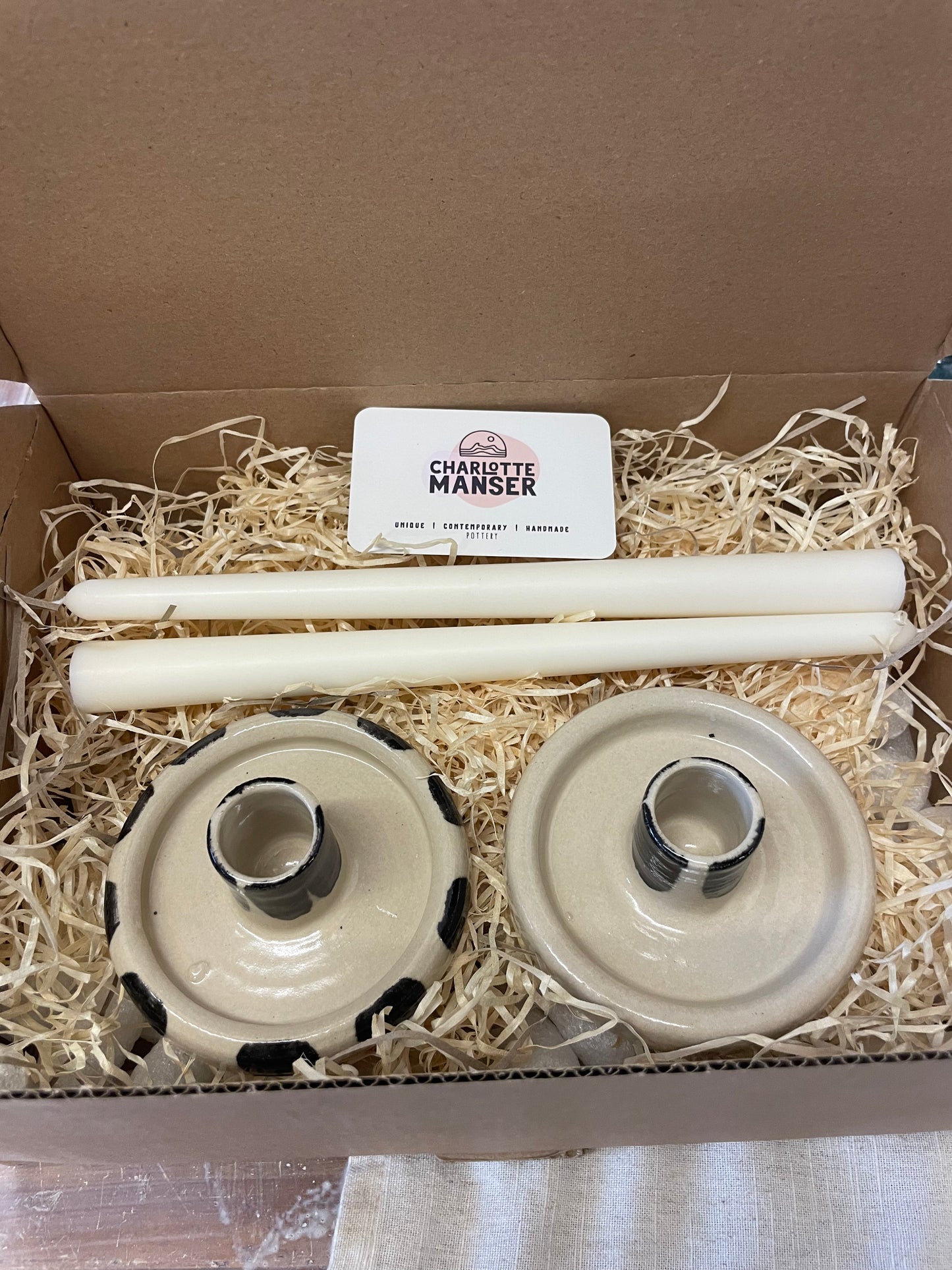 Stripe 2 candlestick holder