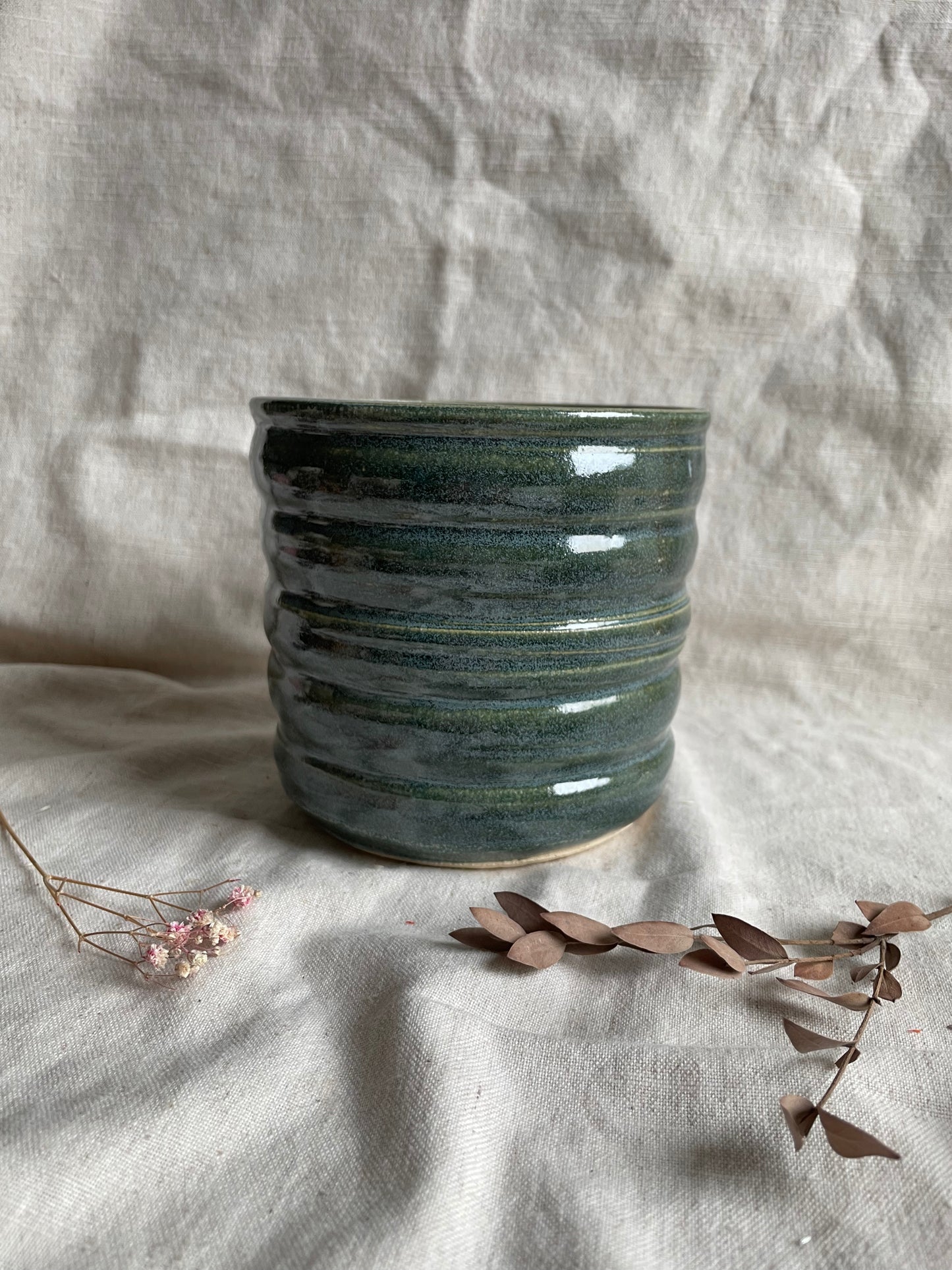 Green Bubble Ceramic Planter