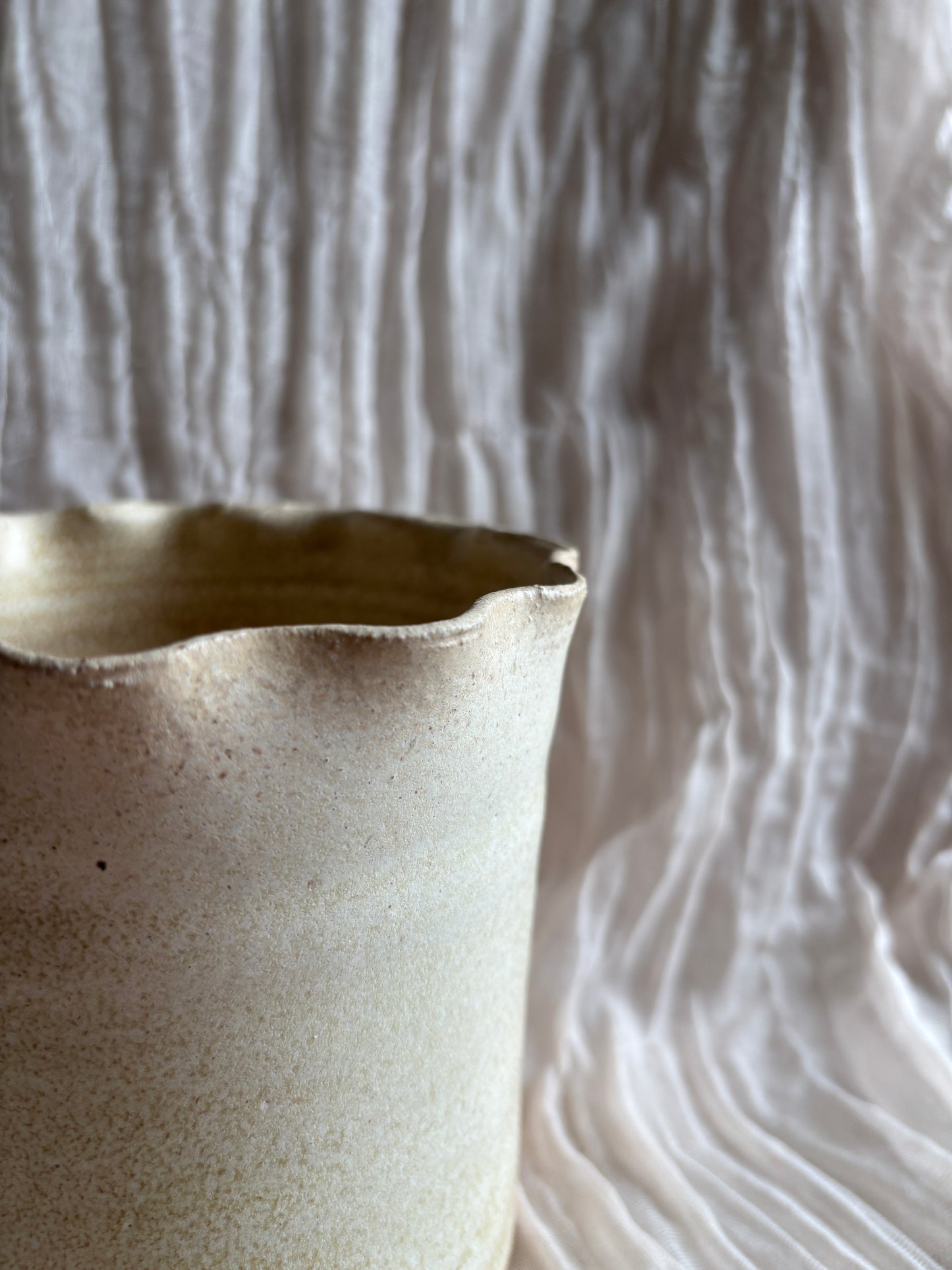 Cream Scalloped Planter