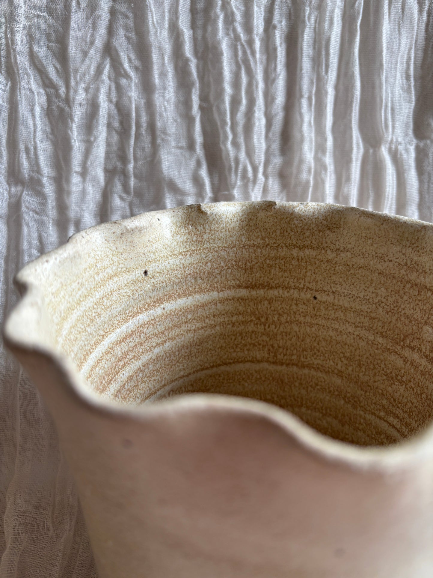 Cream Scalloped Planter