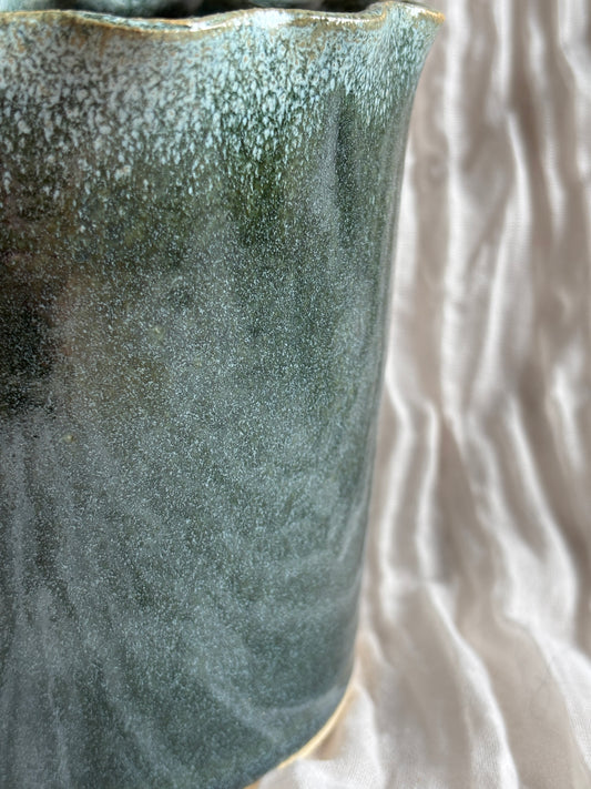 Green Scalloped Planter