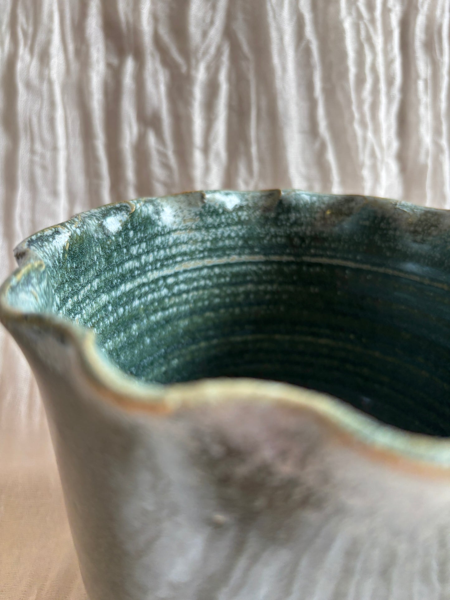 Green Scalloped Planter