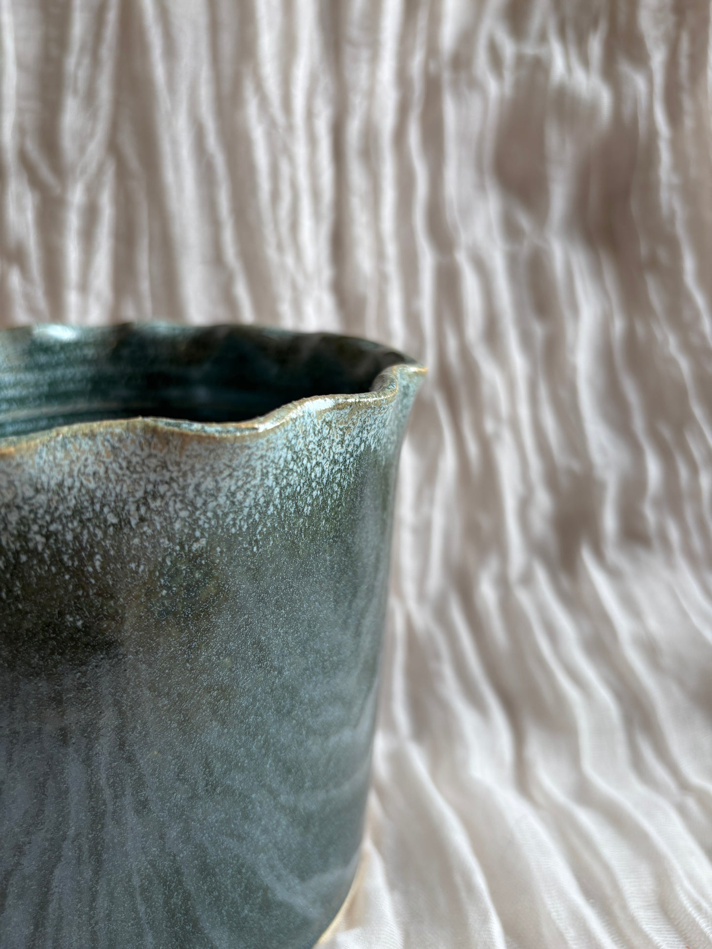 Green Scalloped Planter