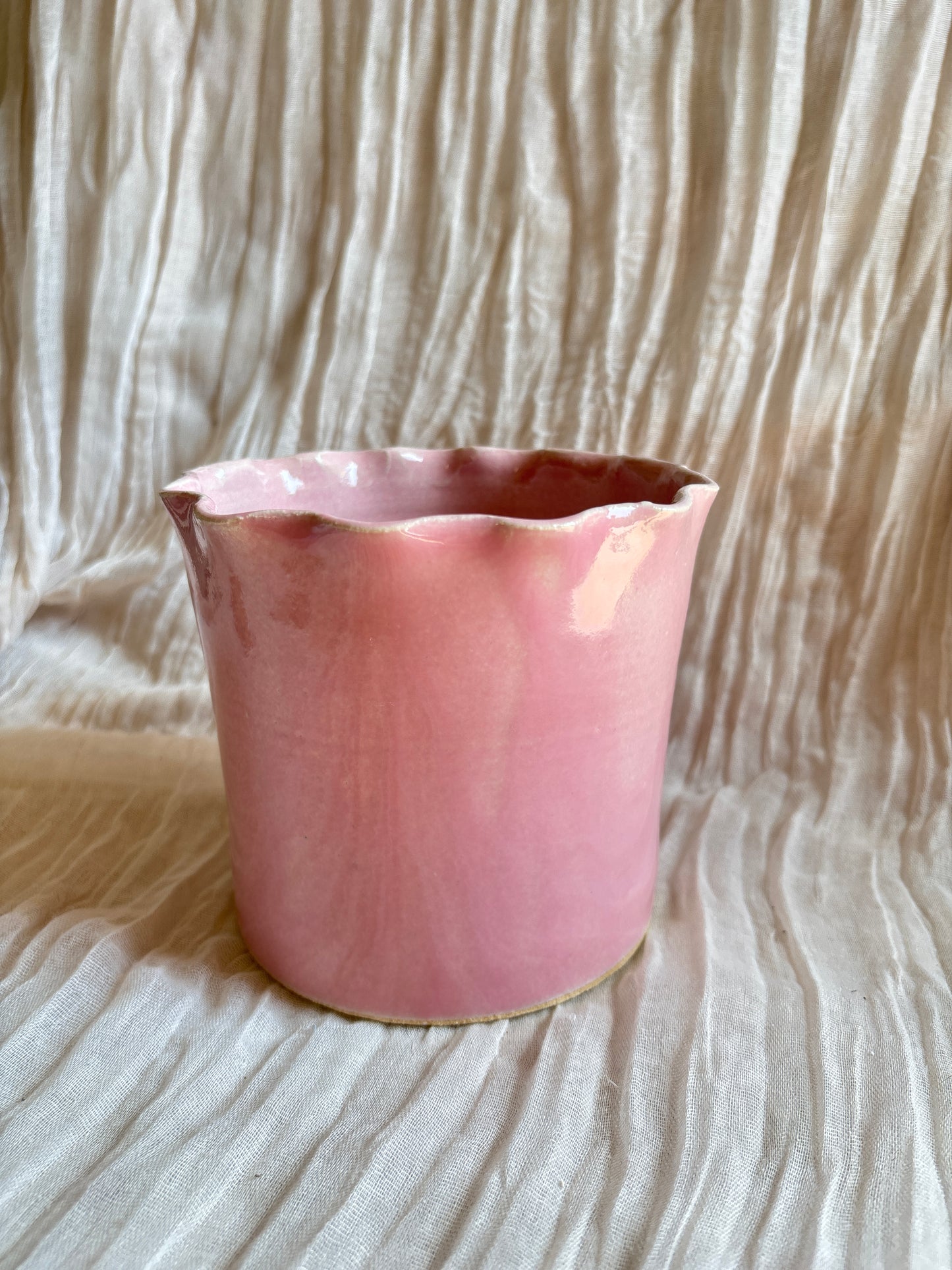 Candy Floss Pink Scalloped Planter