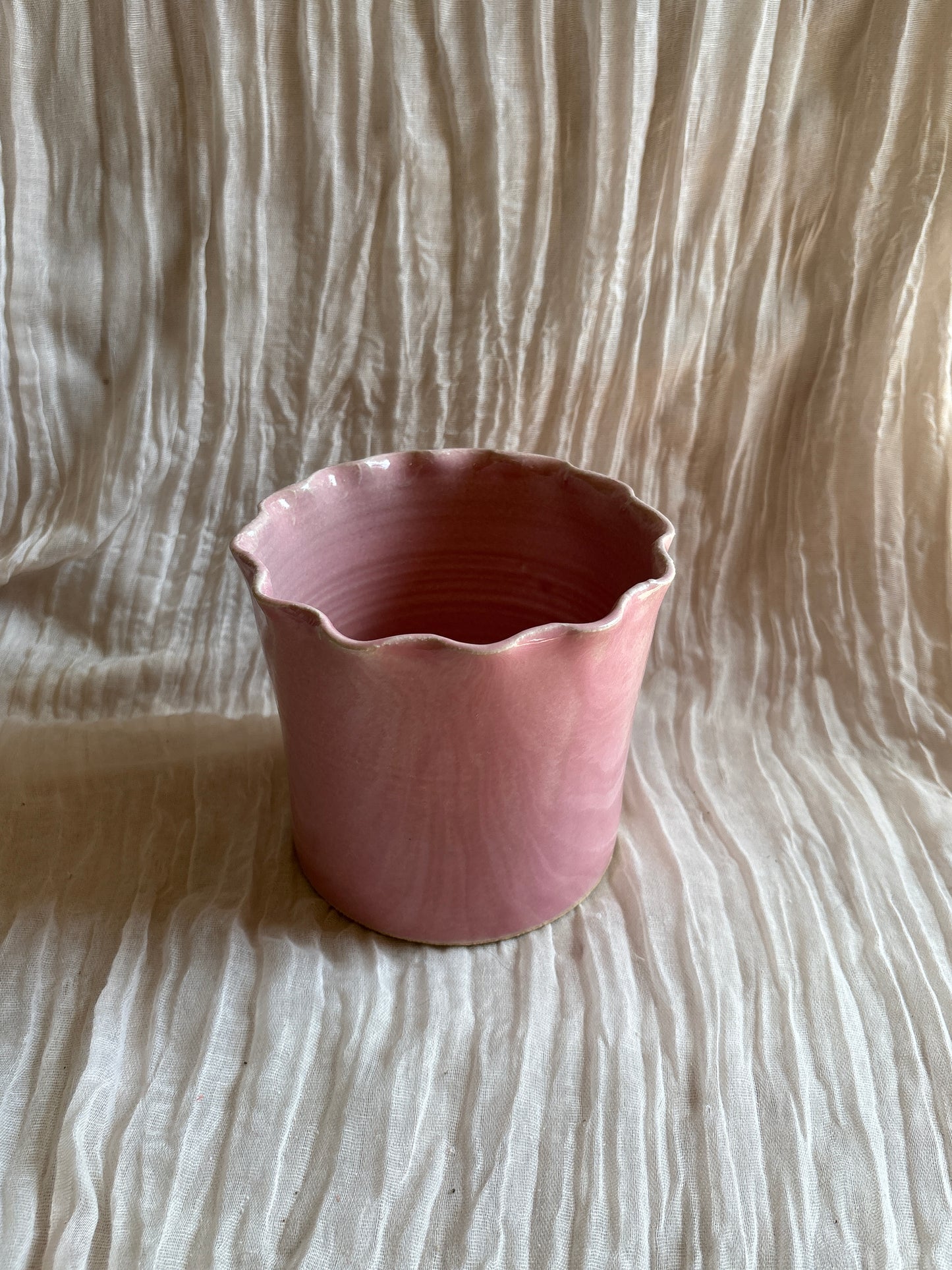 Candy Floss Pink Scalloped Planter