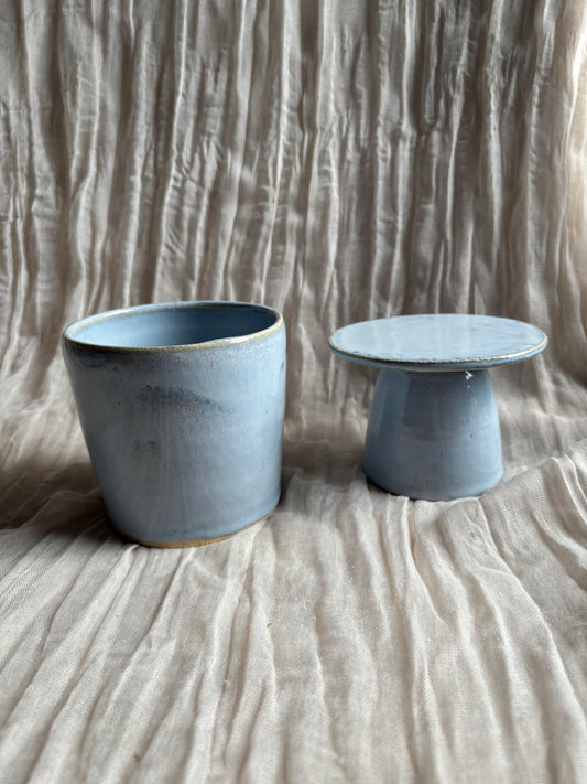 Sky Blue Butter Crock