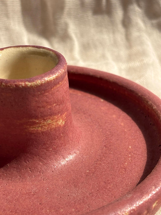 Dark Pink Candlestick Holder