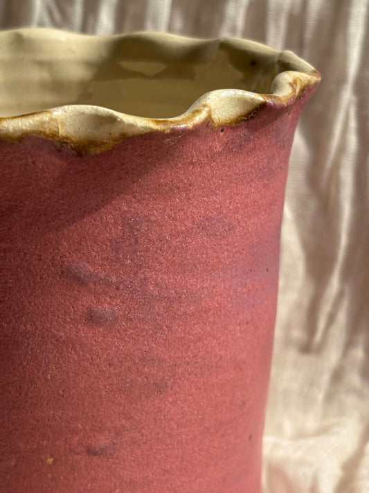 Dark Pink Scalloped Planter