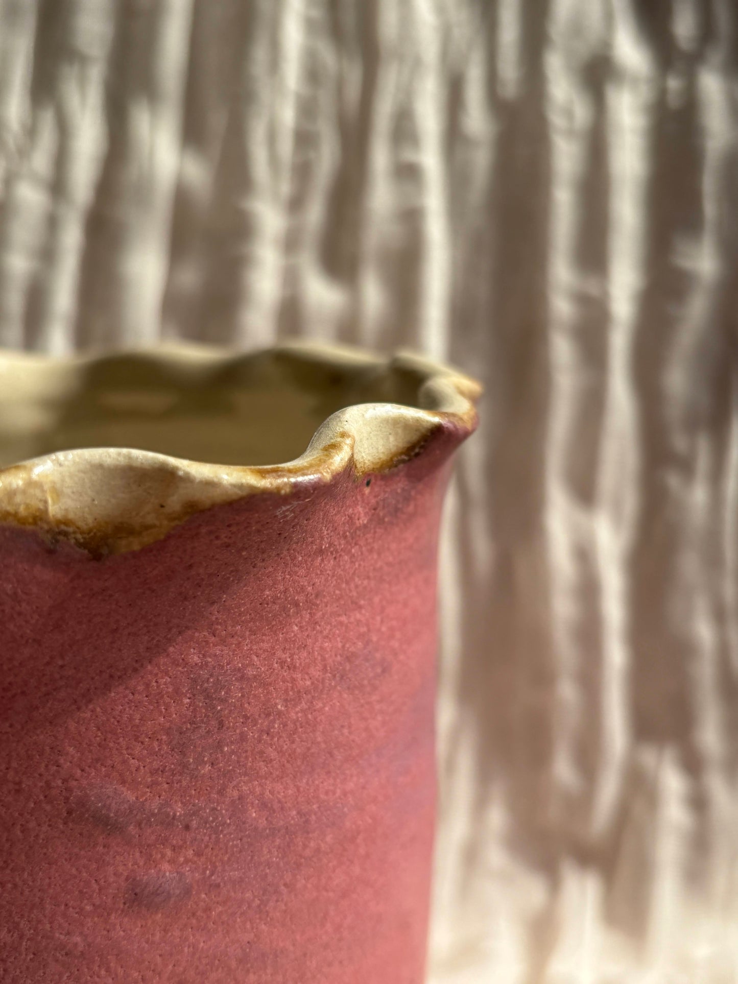 Dark Pink Scalloped Planter