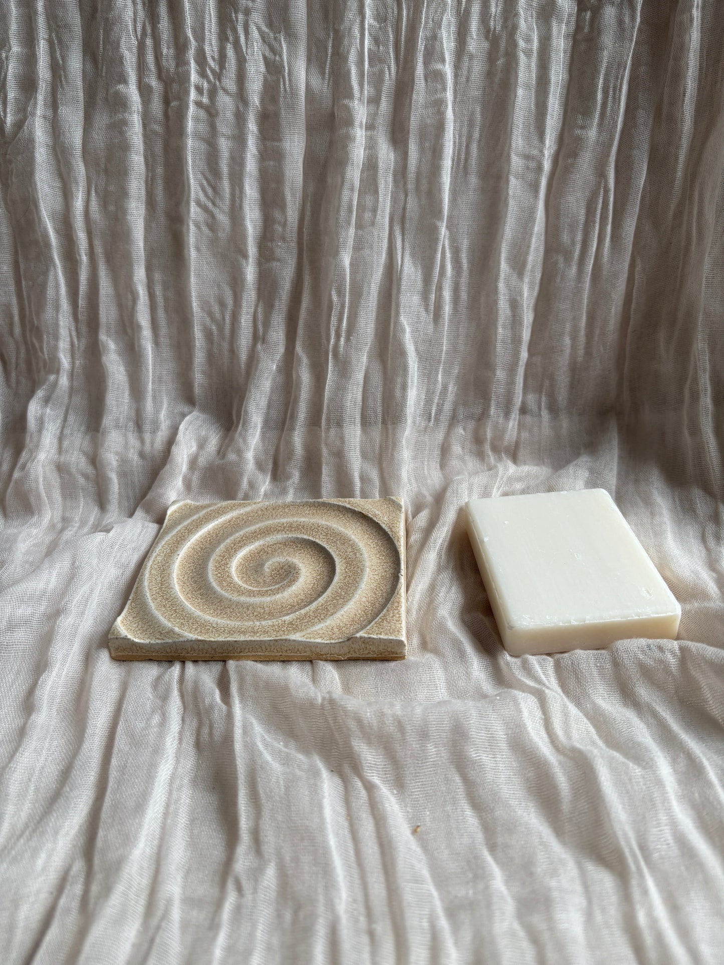 Cream Rectangular Soap Dish