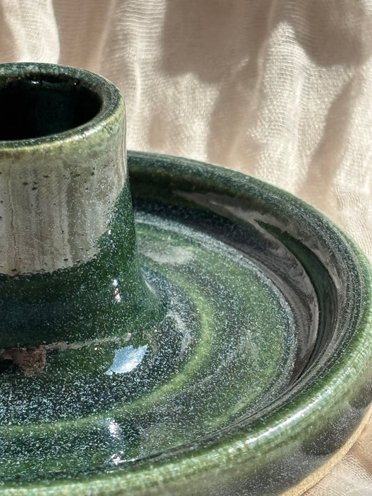 Green Candlestick Holder