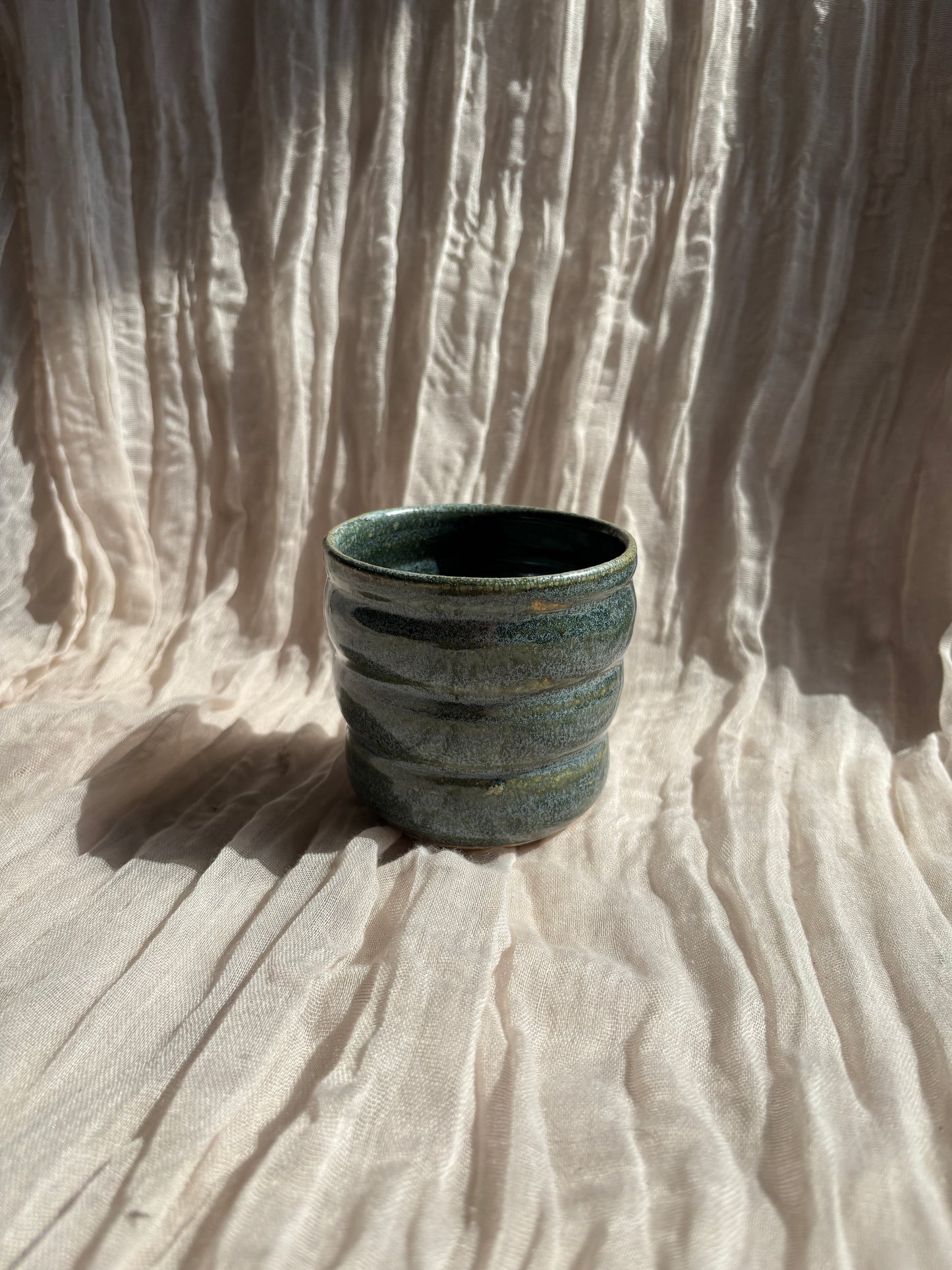 Green Bubble Ceramic Cup or Planter 350ml