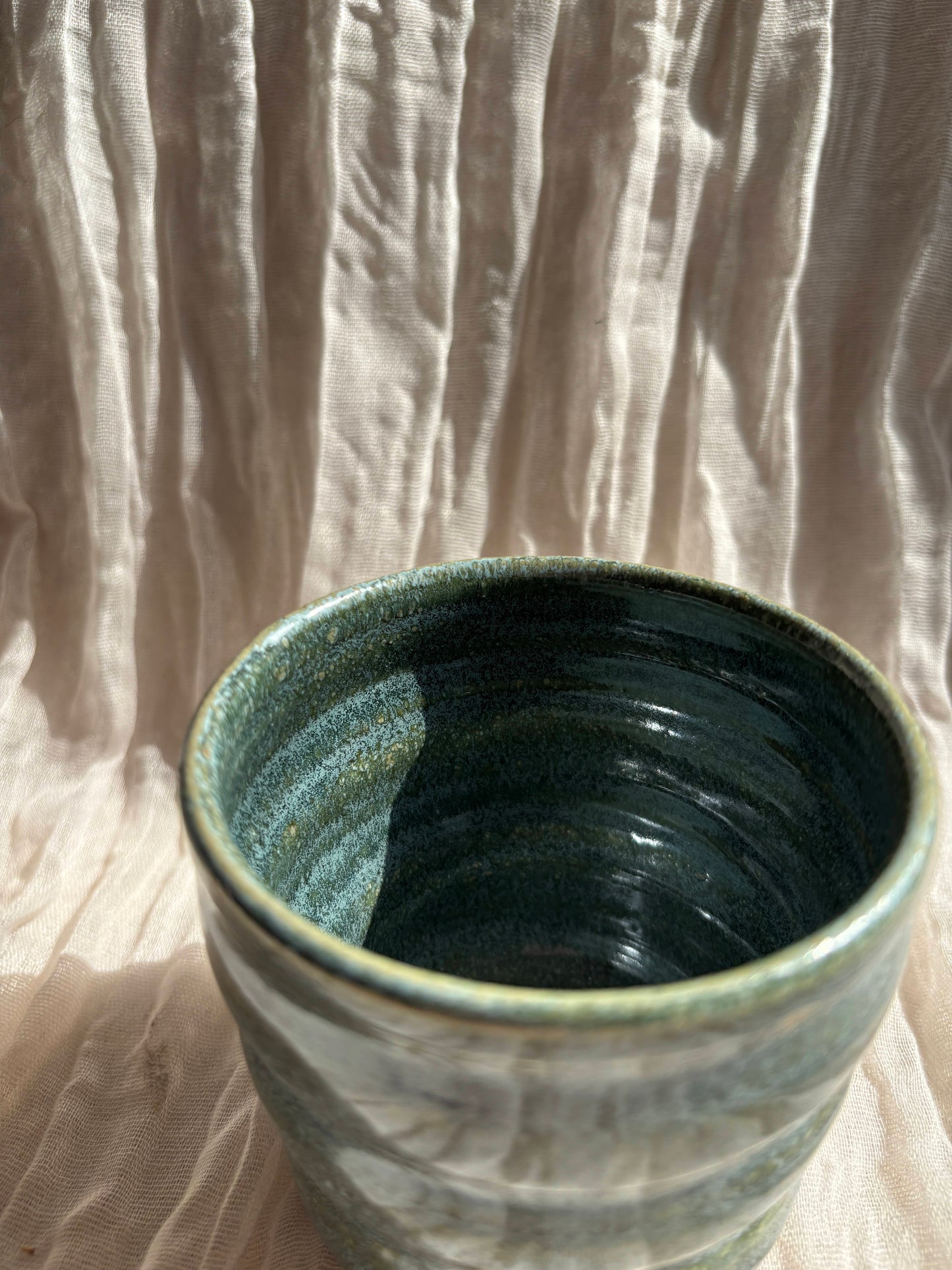 Green Bubble Ceramic Cup or Planter 350ml