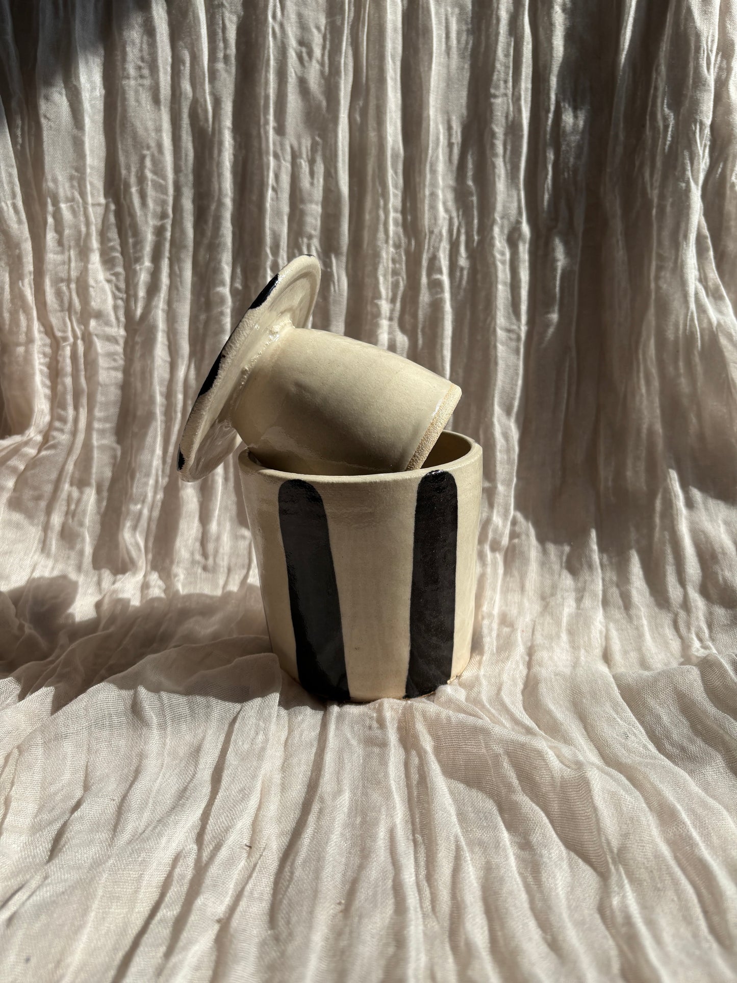 Stripe Butter Crock