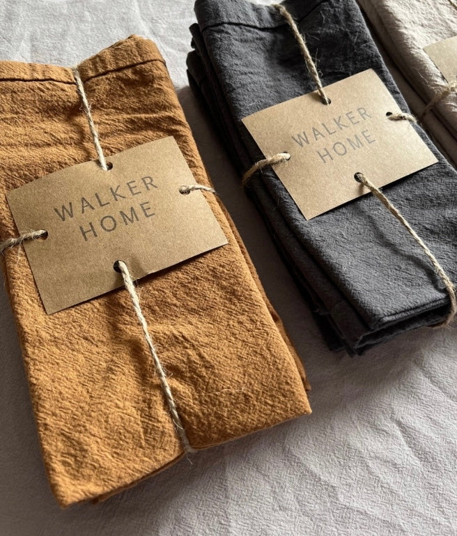 Handmade washed cotton napkin bundle - Mustard