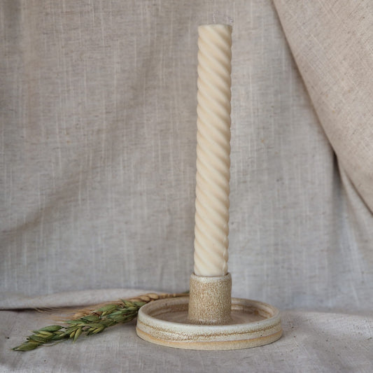 Cream candlestick holder