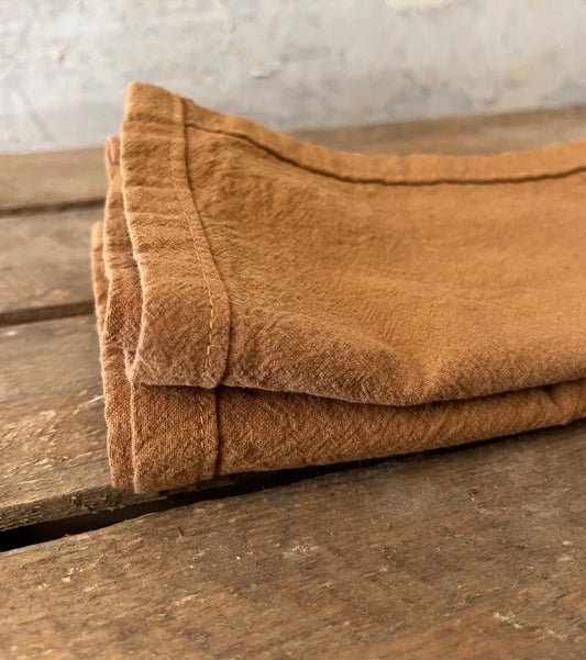 Handmade washed cotton napkin bundle - Mustard