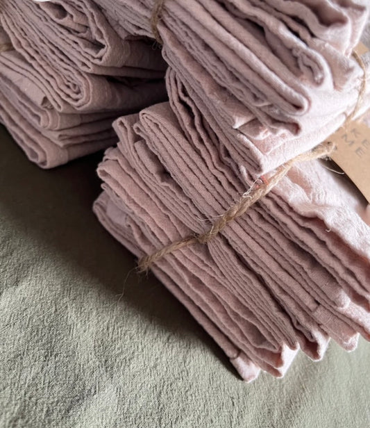 Handmade washed cotton napkin bundle - Pale Pink