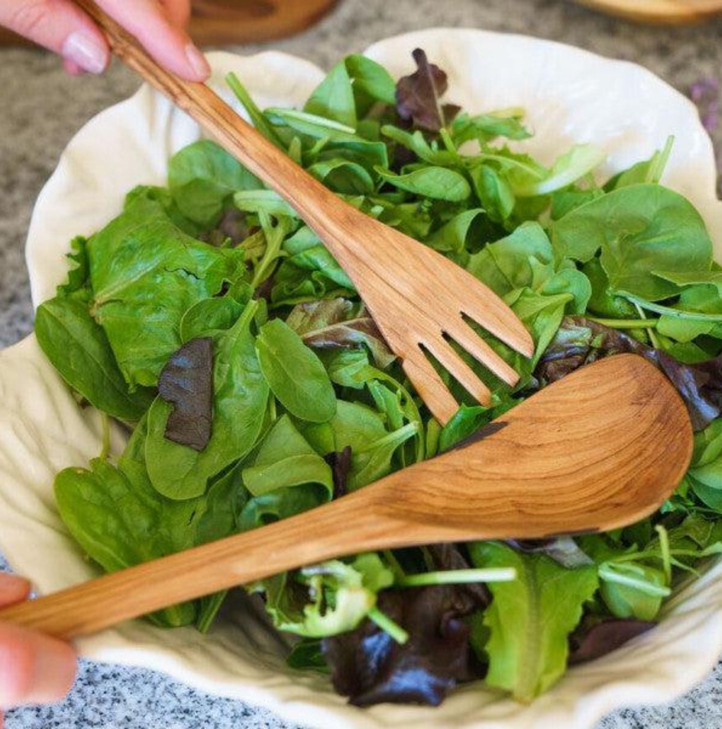 Olive Wood Salad Servers
