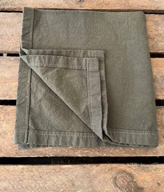 Handmade washed cotton napkin bundle - Olive