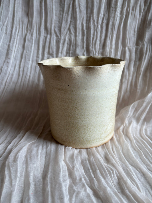 Cream Scalloped Planter