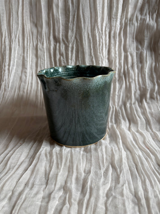 Green Scalloped Planter