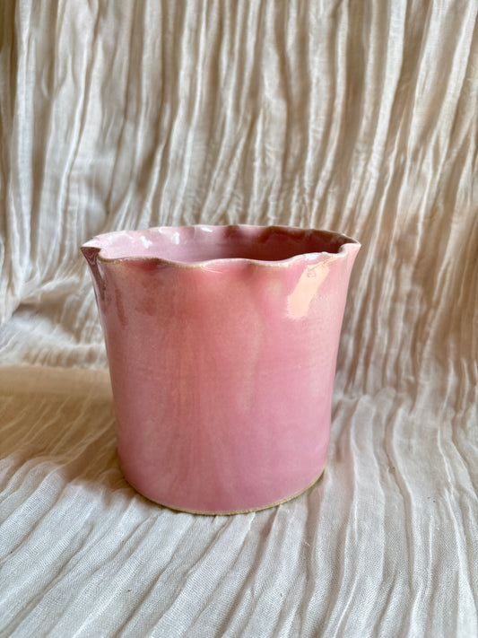 Candy Floss Pink Scalloped Planter