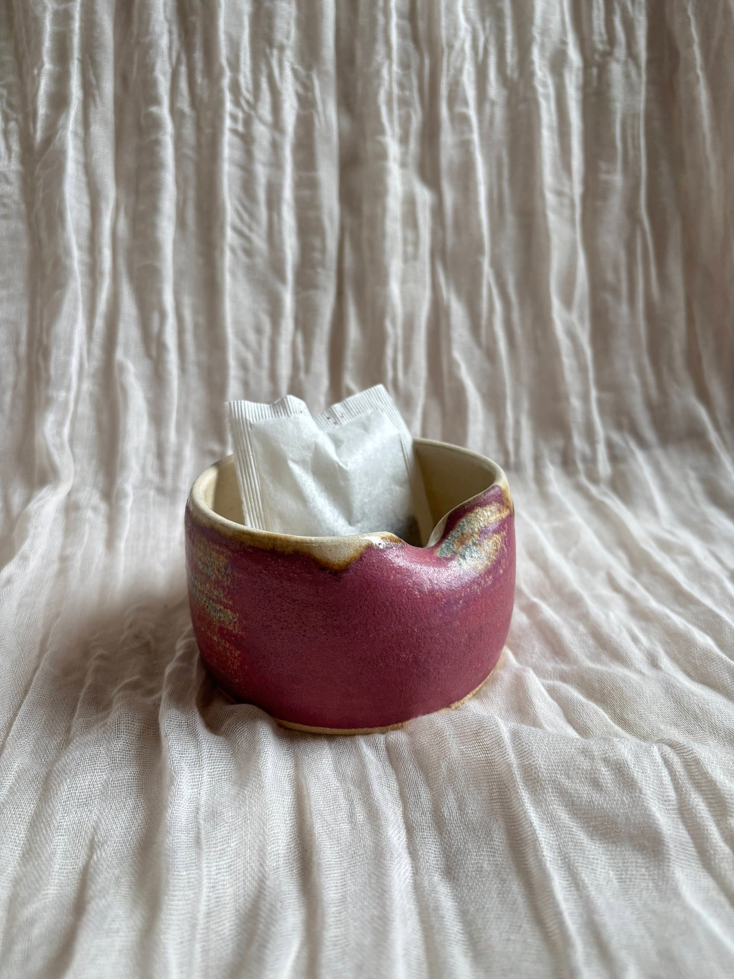 Dark Pink Tea Bag Bowl