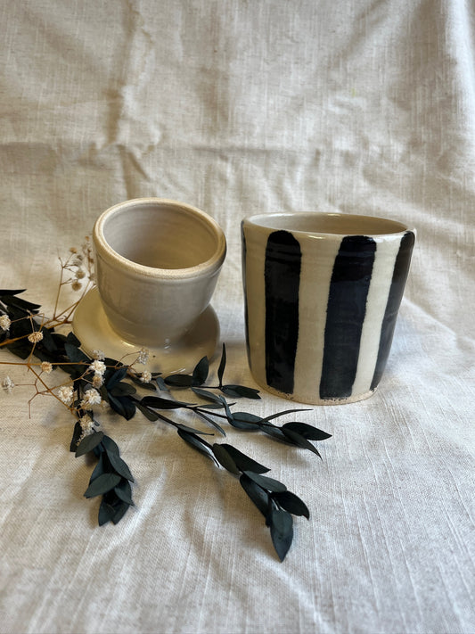 Stripe Butter Crock