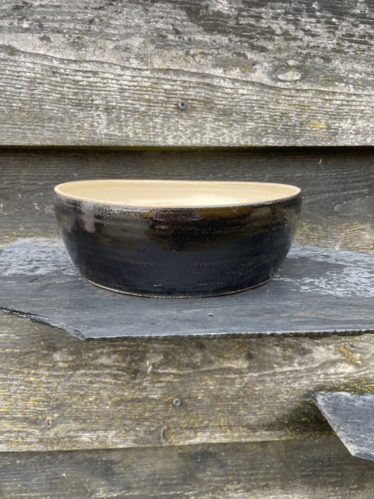 Black and white pasta bowl